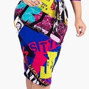 High Fashion V-Neck Bodycon Pencil Dress w/ Belt (NWOT)